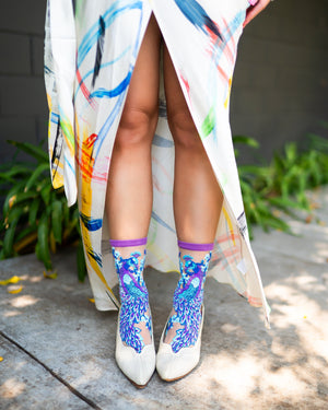 peacock socks and heels