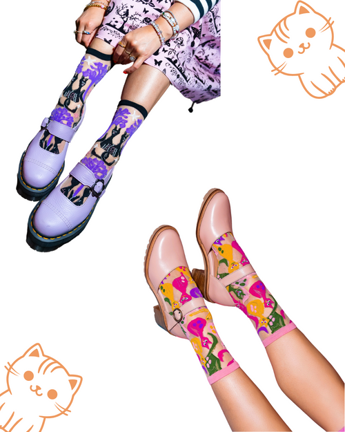 sock candy cat lovers bundle cute sheer cat socks for women